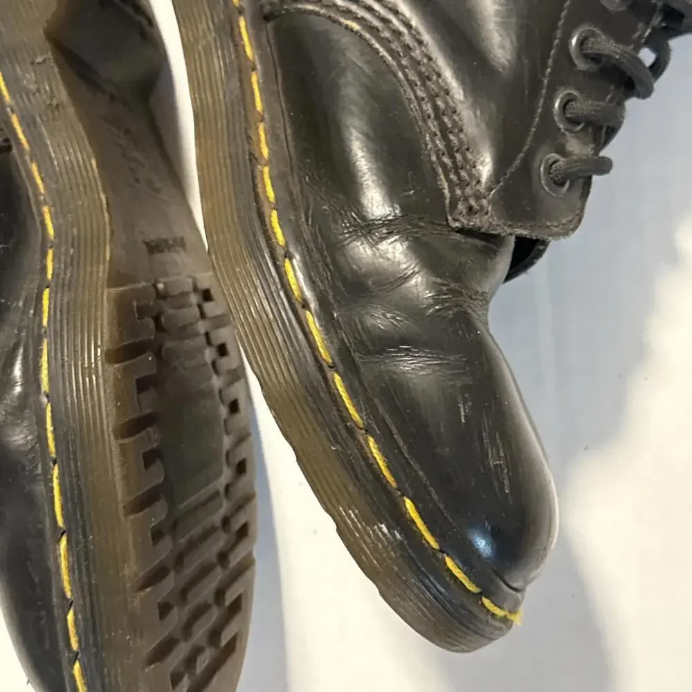 Dr Doc‎ Martens Lace Up Combat Work Slip Resistant Boots Black Leather Men’s 6